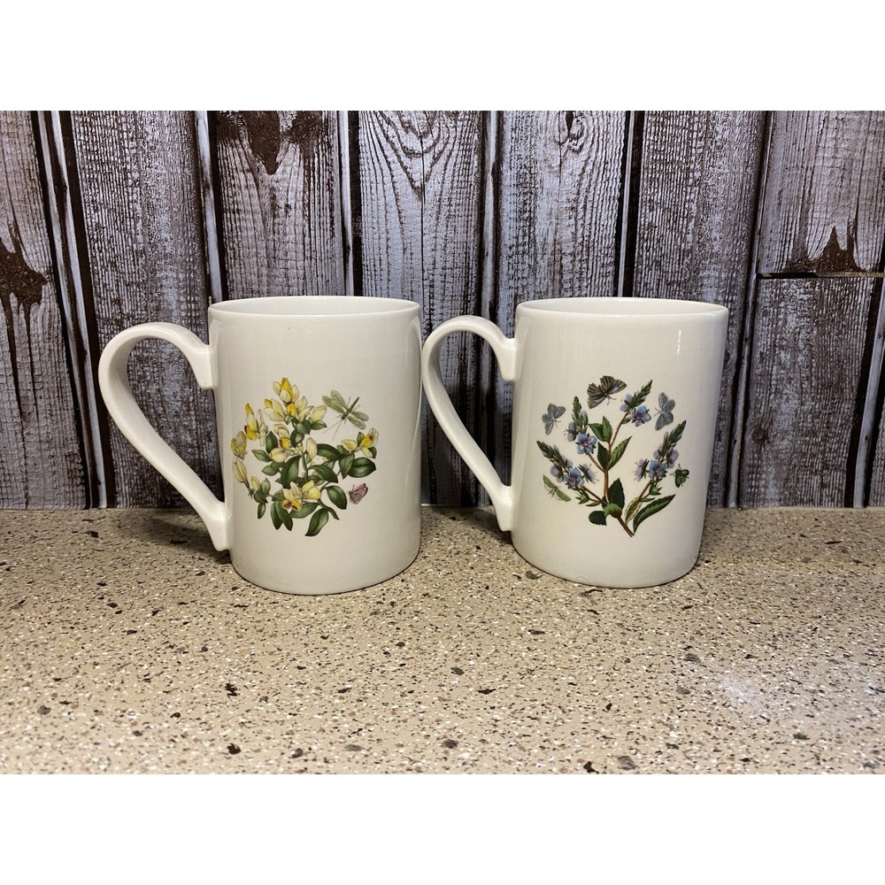 Portmeirion Botanic Garden SPEEDWELL*YELLOW MILKWORT Mug Tea Cups SET/2 Gift